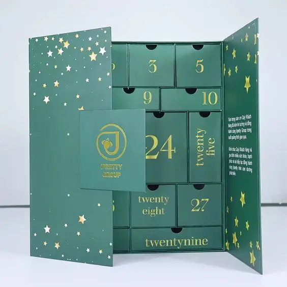 Custom Christmas Packaging Advent Calendar Boxes Jewellery Chocolate 31 Day Makeup Advent Calendar