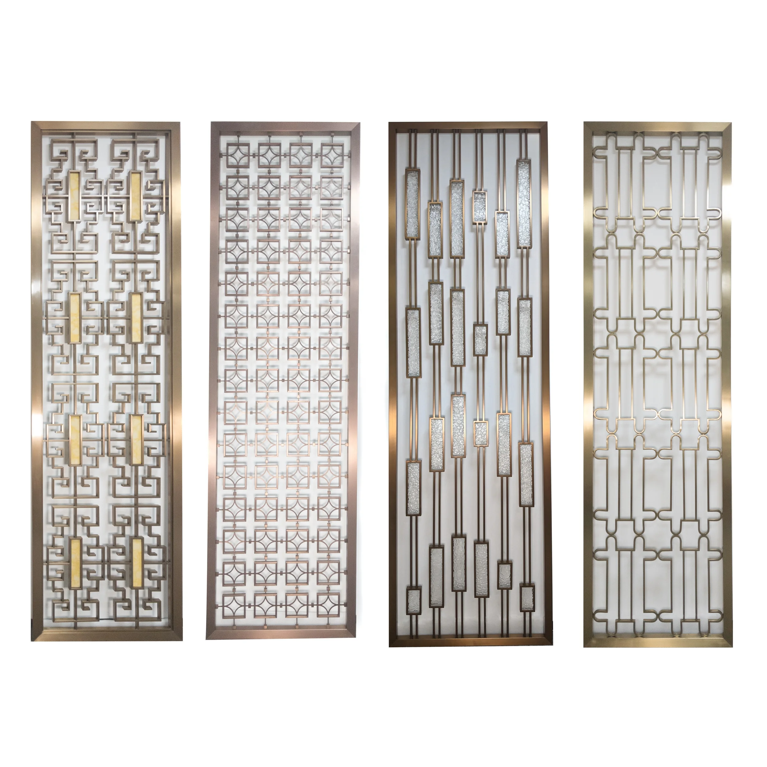 Stainless Steel Screen Laser Cut Metal Room Divider 3D Pattern Gold Room Partition