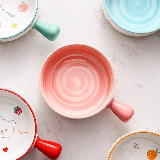 2021 Nordic Cute Kitchen Ceramic Noodles Salad Bowl Baking Dish Milk Pot