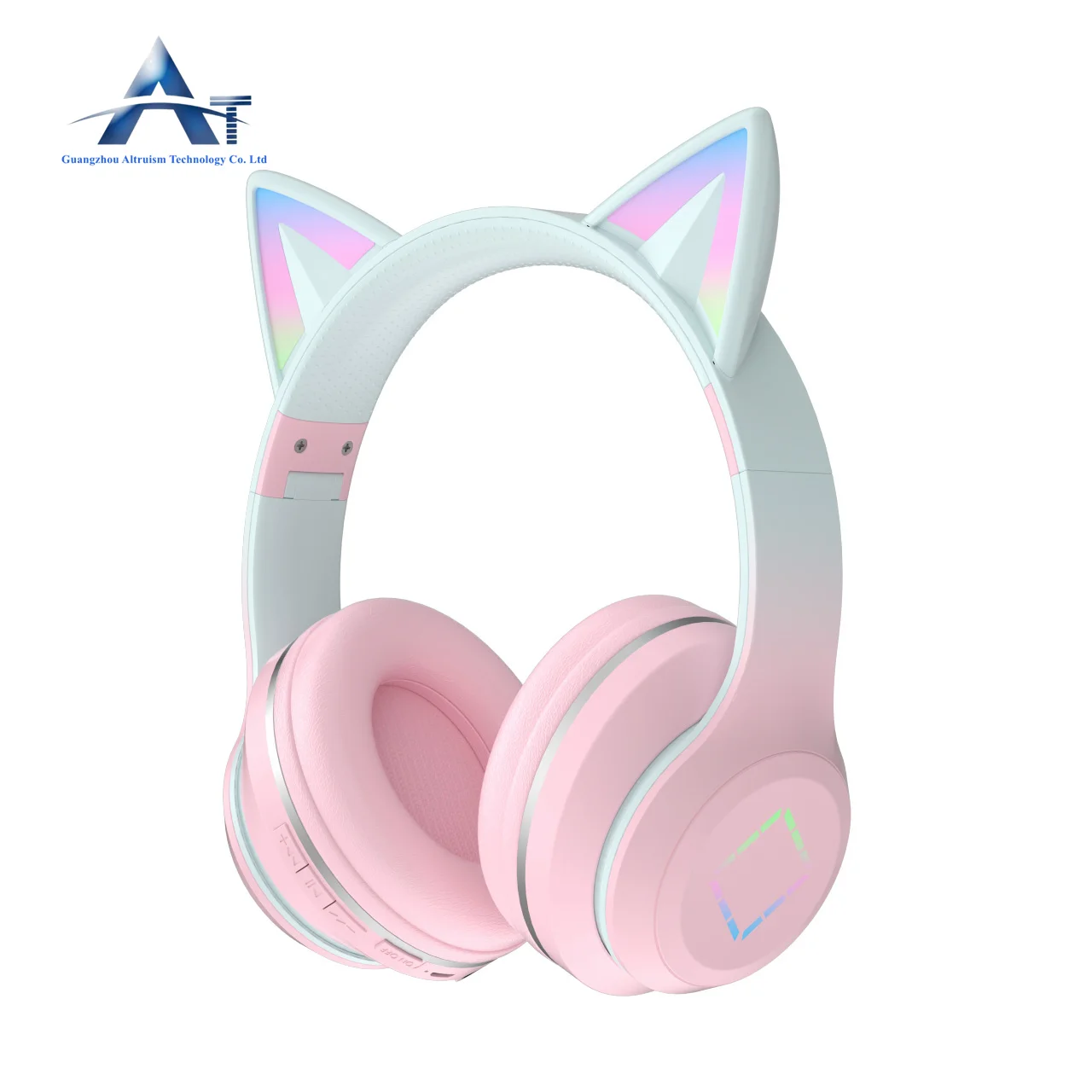 Over Ear Cute Cat Ear Children Girls Gift Music Earphones Blue Pink Headset Wireless Blue-tooth Game Headphones