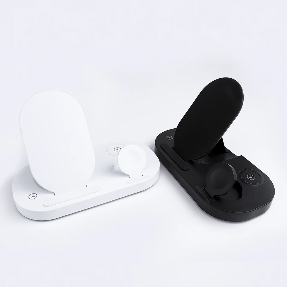 2021 продуктов Светодиодная настольная лампа 15 Вт/10 Вт/7,5 Вт/5 Вт 3 в 1 Подставка для быстрой беспроводной зарядки складное Беспроводное зарядное устройство для Air Pod