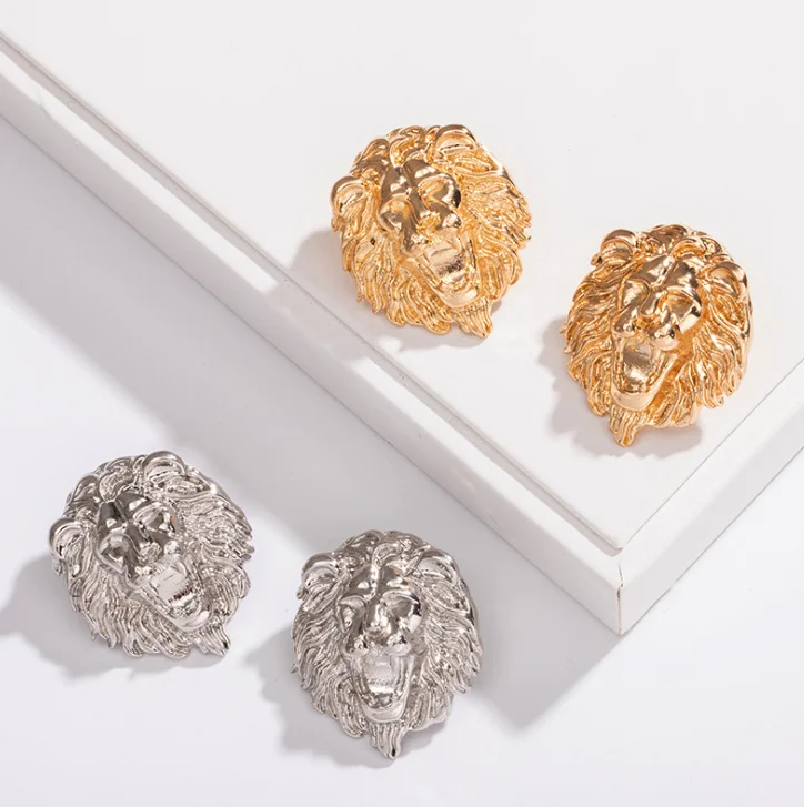 
European statement women earrings fashion big earrings wholesale personalized lion head earrings 