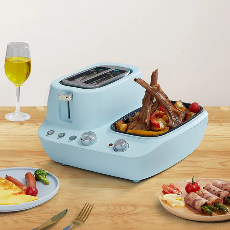 Non-Stick Thermal Adjustable Electric Multi Function 3 in 1 Breakfast Maker Station Smart Breakfast Maker
