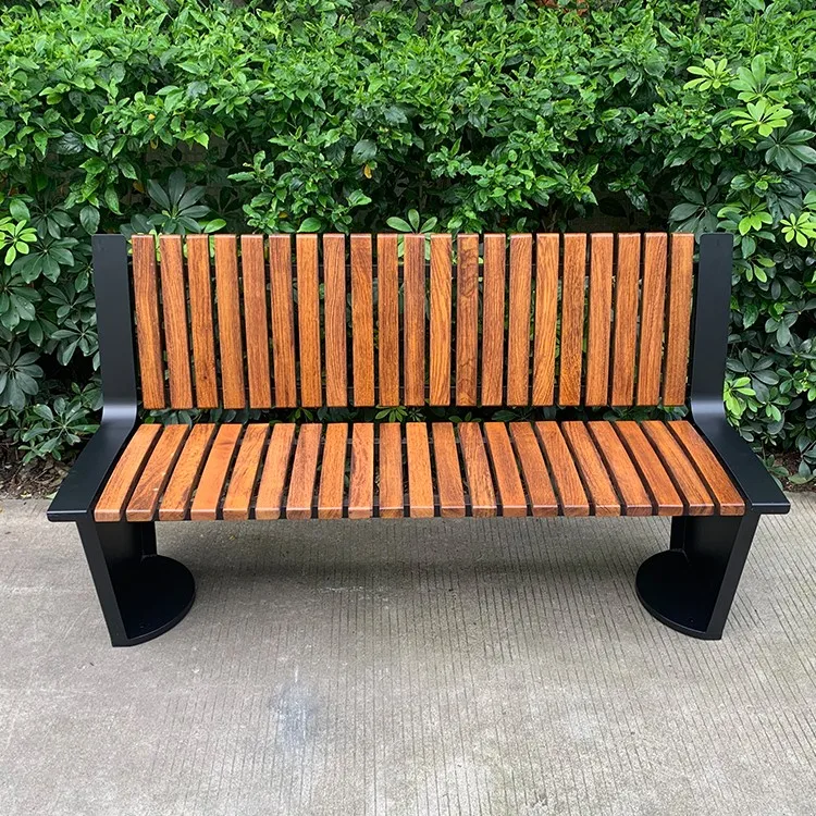 Modern outdoor furniture stainless steel benches  wooden benches seat
