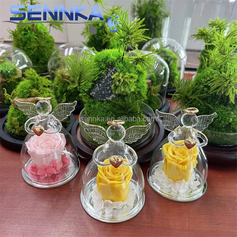 Factory wholesale preserved flower wall landscaping decoration supplies customized preserved immortal moss in glass dome