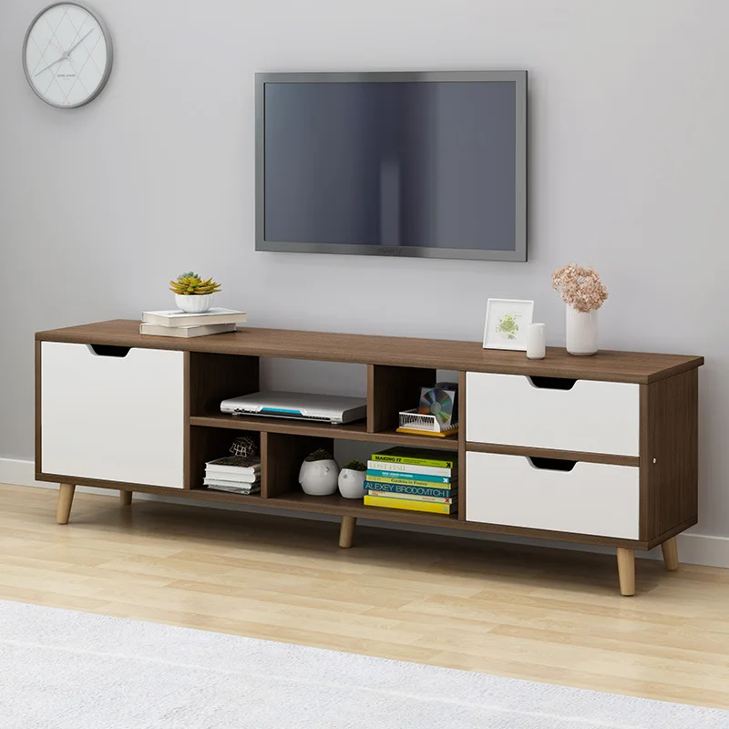 Nordic Modern TV Cabinet for Small Apartment Living Room High Simple Wooden Panel Furniture for Bedroom and Hotel Use