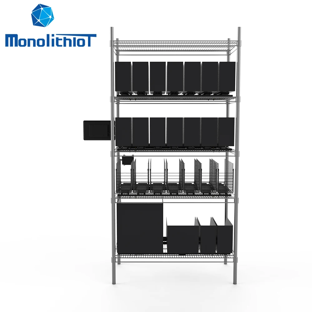 MonolithIoT light duty rack automated inventory counting management system solutions smart bin weighing gravity shelf