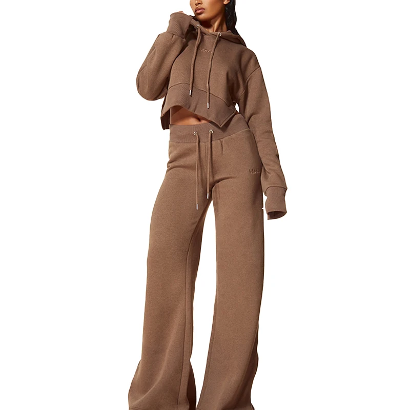 Lounge Sets Womens Clothing Waffle Jacket Straight Leg Tracksuit Pants
