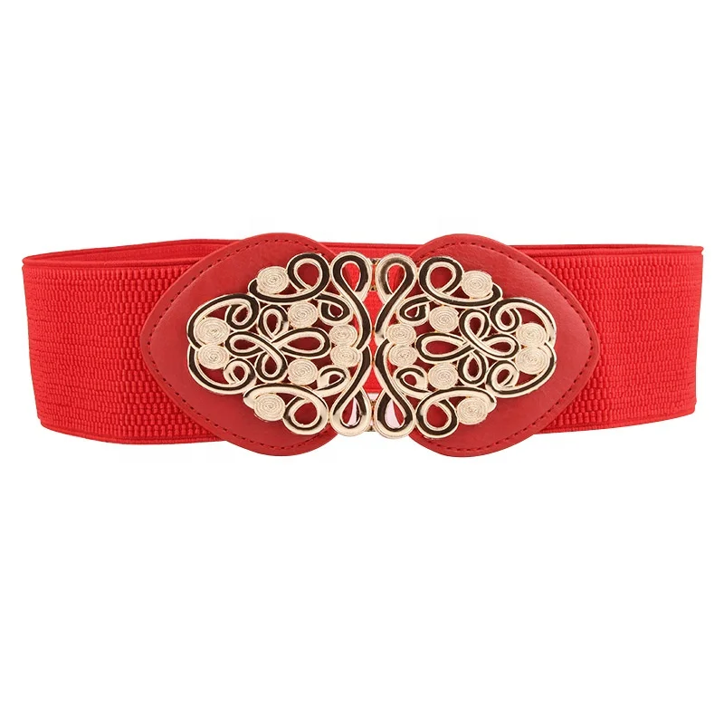 Vintage Ethnic Wide Women Belts Nylon Elastic Dress Waist Belt Ladies Waistband