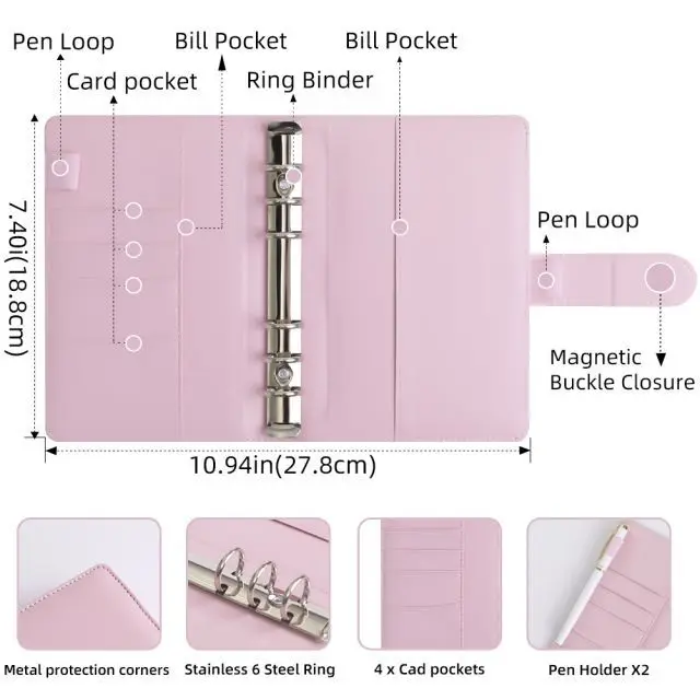 Multiple Customization Options Durable A6 Binder for Staying Organized - Budget Binder with Envelopes