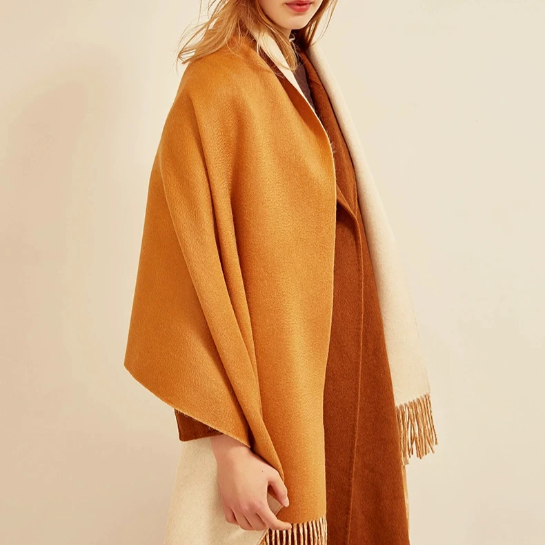 Двусторонняя Дамская шаль VIVIDHOUSE, толстый теплый шарф с кисточками, шаль 165 г, Высококачественная кашемировая шаль, оптовая продажа
