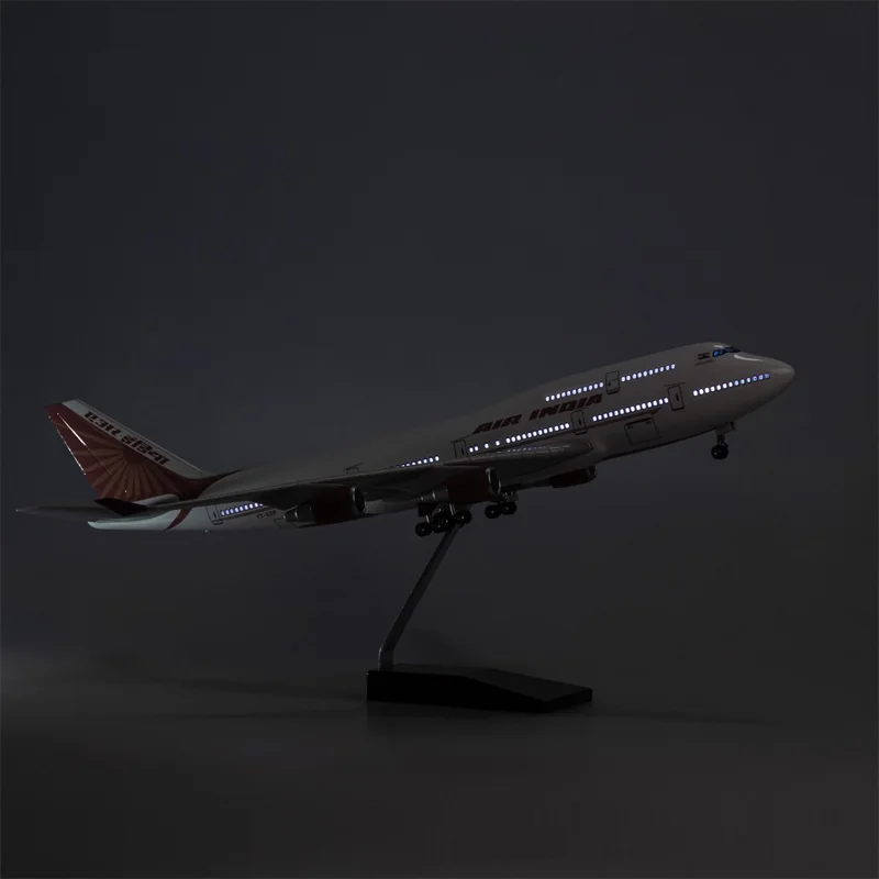 Индия B747 светодиодная модель самолета с голосовым управлением пассажирский самолет 1:150 имитационная пассажирского 47 см