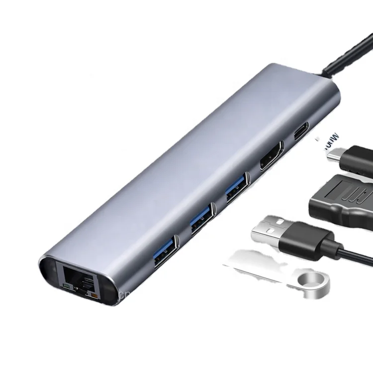 Gigabyte Lan Rj45 10/100/1000 Мбит/с Usb концентратор 6 в 1 Тип C Rj45 Hd-Mi Usb-C концентратор 6 в 1