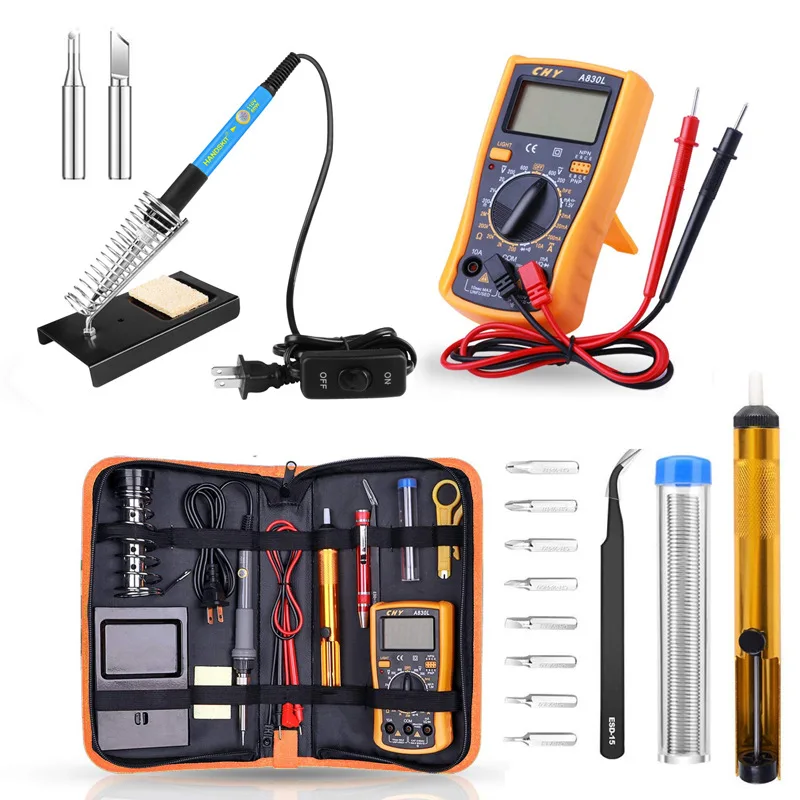 Household repair welding tool combination a830l multimeter set adjustable temperature electric soldering iron multimeter 23pcs