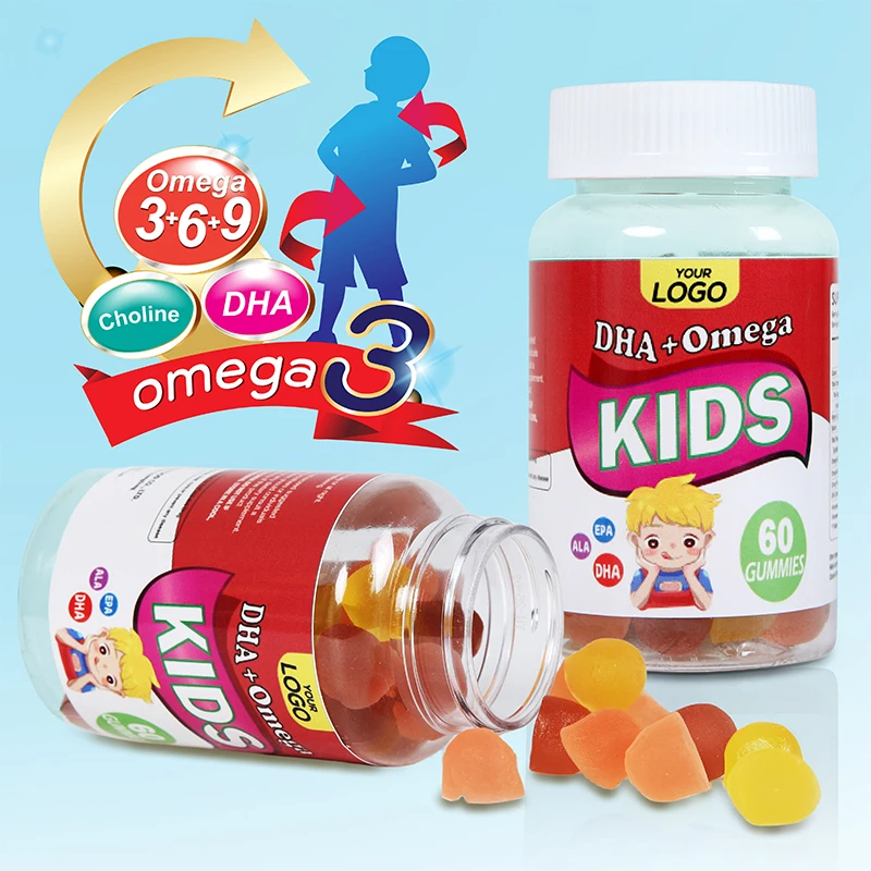 OEM Algae Oil DHA Multi Omega 3 6 9 Gummies Dha Omega vitamin Gummy For Kids eyes and brain