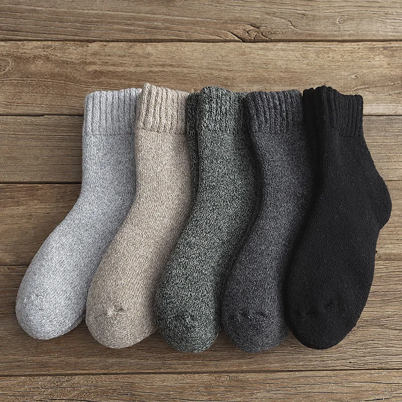 Custom Winter Warm Terry High Ribbing Crew Socks Business Men Apparel Sock Black White Low Price  Wool Socks For Guys
