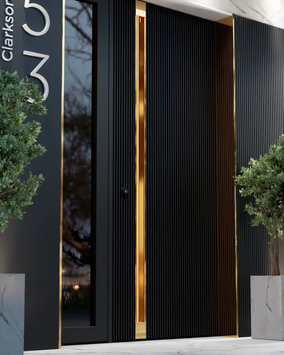 Hitech big pivot entry door entrance modern villa main exterior door mental stainless steel mirrored big pivot entry door