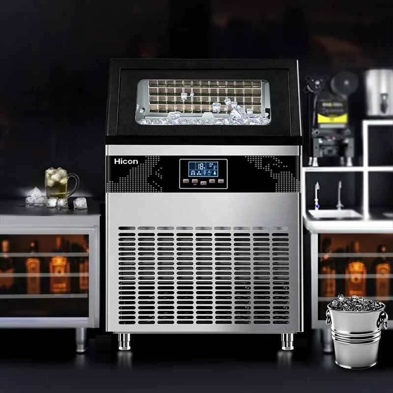 200KGS Ice Maker 520W Commercial Ice Cube Making Machine Large Capacity Ice Maker Machine Tap Water and Bottled Water
