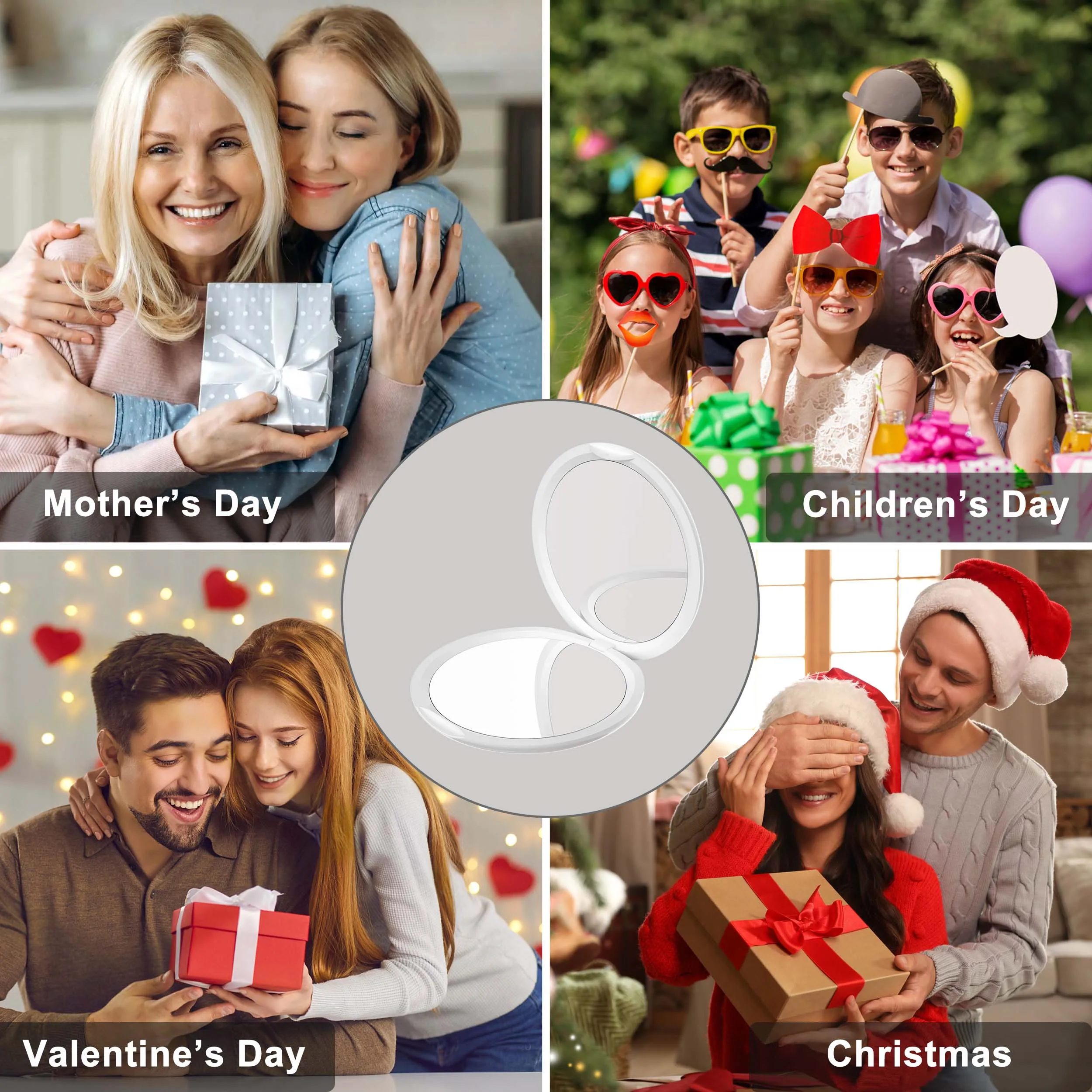 Custom Logo Cute Travel Folding Portable Handheld Mini Small Make Up Makeup Pocket Hand Held Compact Mirror