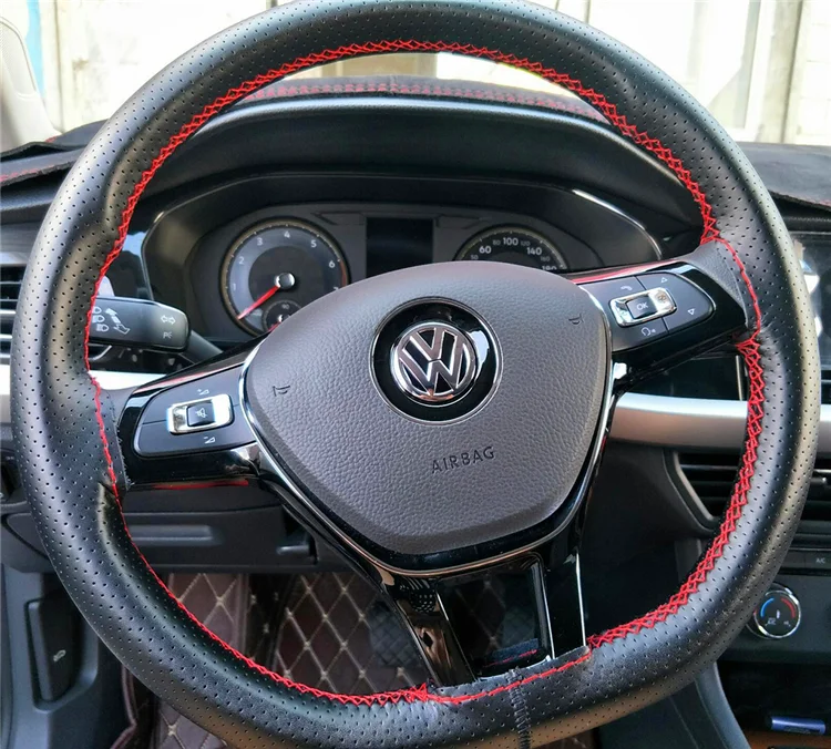 Braid On Steering Wheel Soft Auto Car Steering Wheel Cover With Needles And Thread Artificial Leather Car Styling Texture Covers