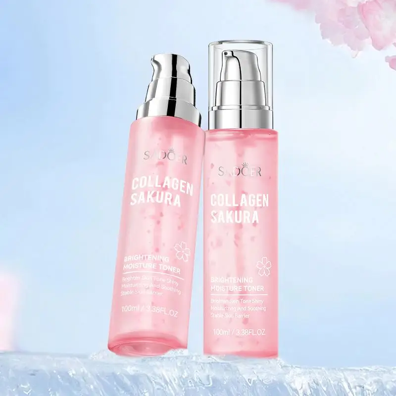 OEM SADOER Private Label Collagen Sakura Brightening Moisture Toner Improving Dyness Hydrating Facial Skin Toner