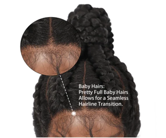 Lace Front Braided Wigs with Baby Hair for Women Japan-made Lightweight Braiding Synthetic High