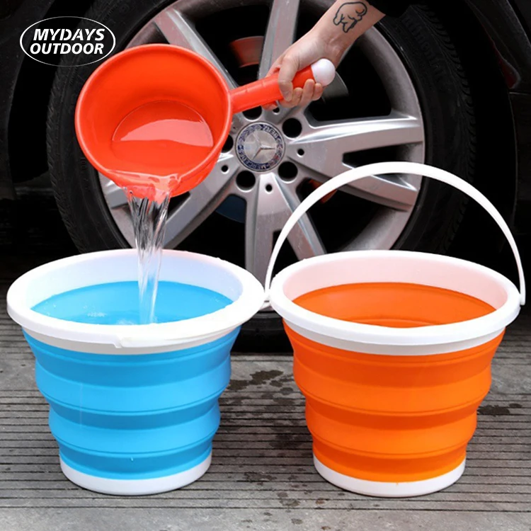 Mydays Outdoor Multifunctional 3L Portable Thick Folding Household Cleaning Wash Car Collapsable Bucket for Camping Fishing