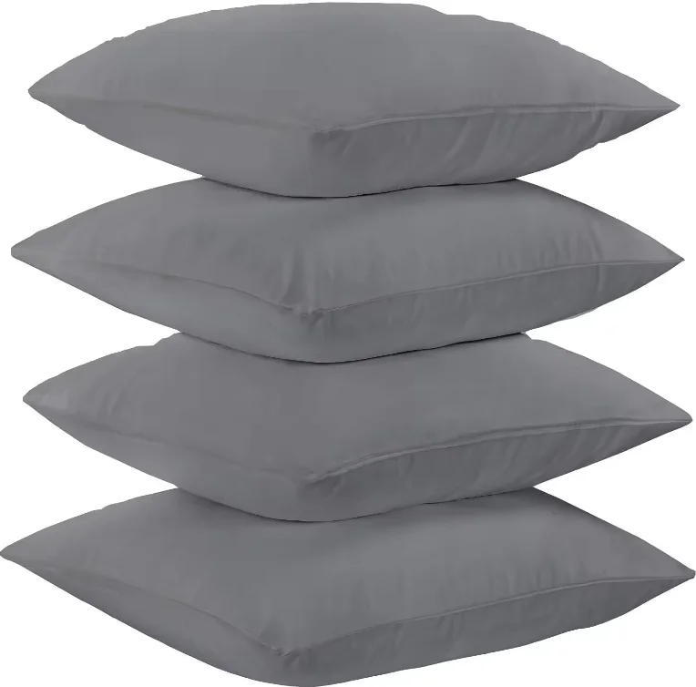 Soft Microfiber Pillow Cases Zip Standard 20x26 Inches - Dark Grey Pillowcases 4 Pack Pillows Not Included