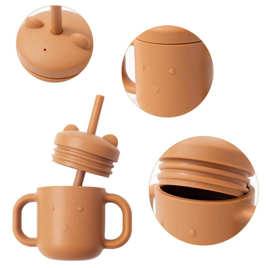 Customizable logo color cute cat cup silicone baby Bpa Free food grade silicone baby cup wholesale