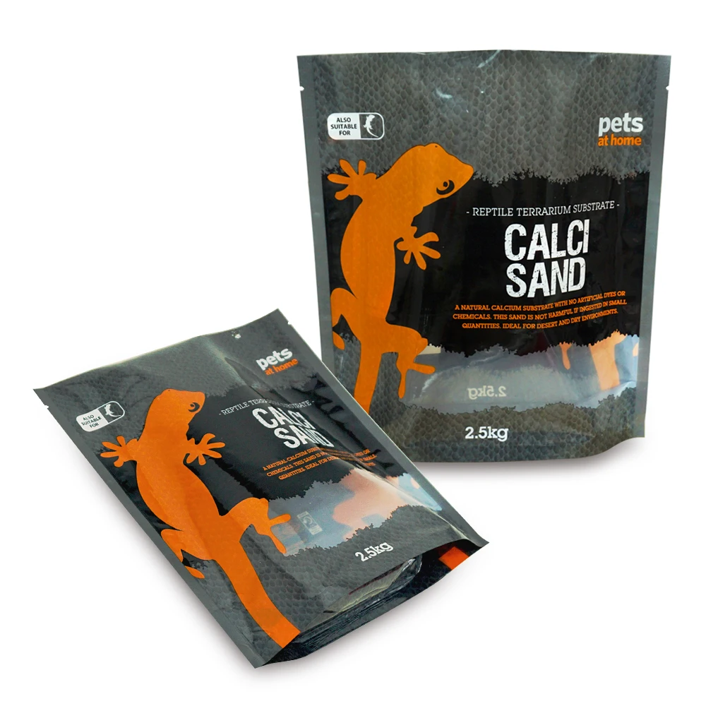 design smell proof stand heat seal ziplock packaging candy custom printed mylar bags with window for CALCI SAND 2.5 kg 5 kg