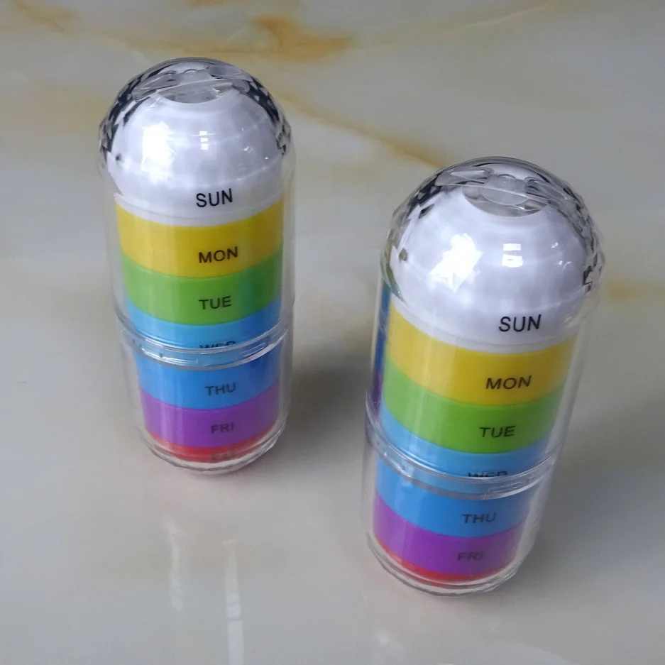 Capsule shape Weekly  medicine Pill Case