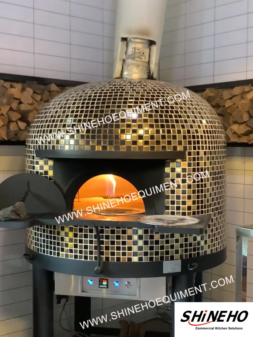 Shineho Retro Luxury burner gas and wood fired customized Efficient commercial outdoor Rapid-Heat pizza oven