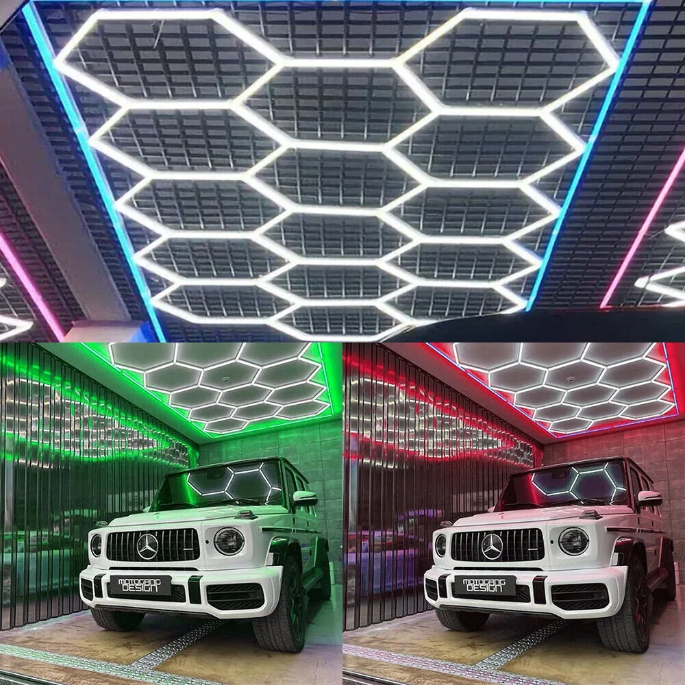 Professional Super Bright Bay Lighting Car Beauty Salon monochromatic Hexagon Led Light pink/bule/green