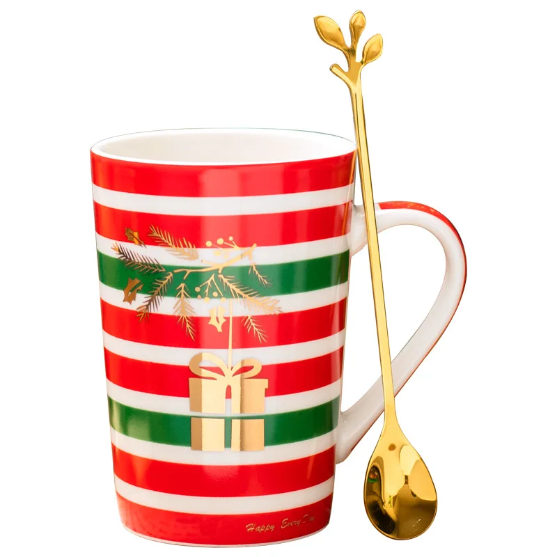 Custom Printed Porcelain Couple Mug Gift Set Sublimation Water Cup Christmas Series Ceramic Coffee Mug