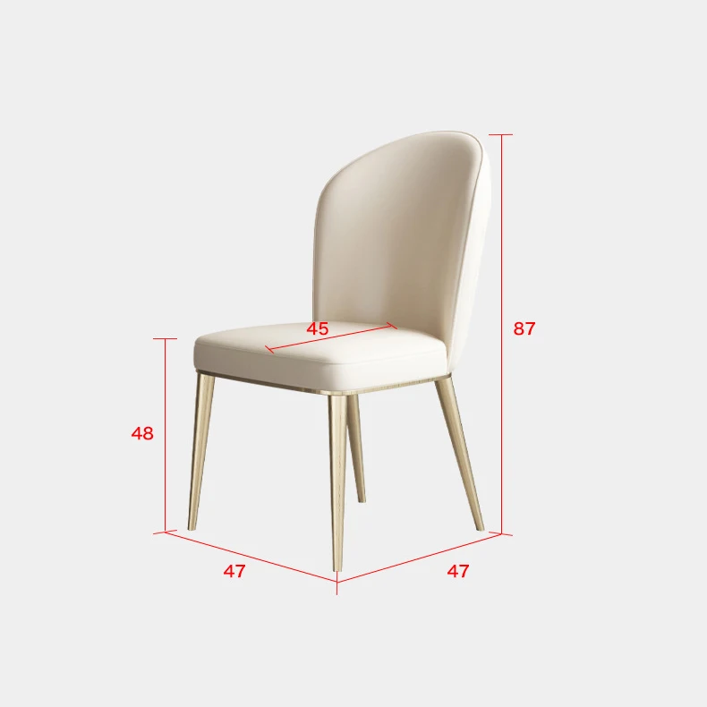 2022 Luxury Upholstered Dining Chair Dining Room Chairs for Restaurant Hotel Home with Gold Stainless Steel Leg Leather Modern