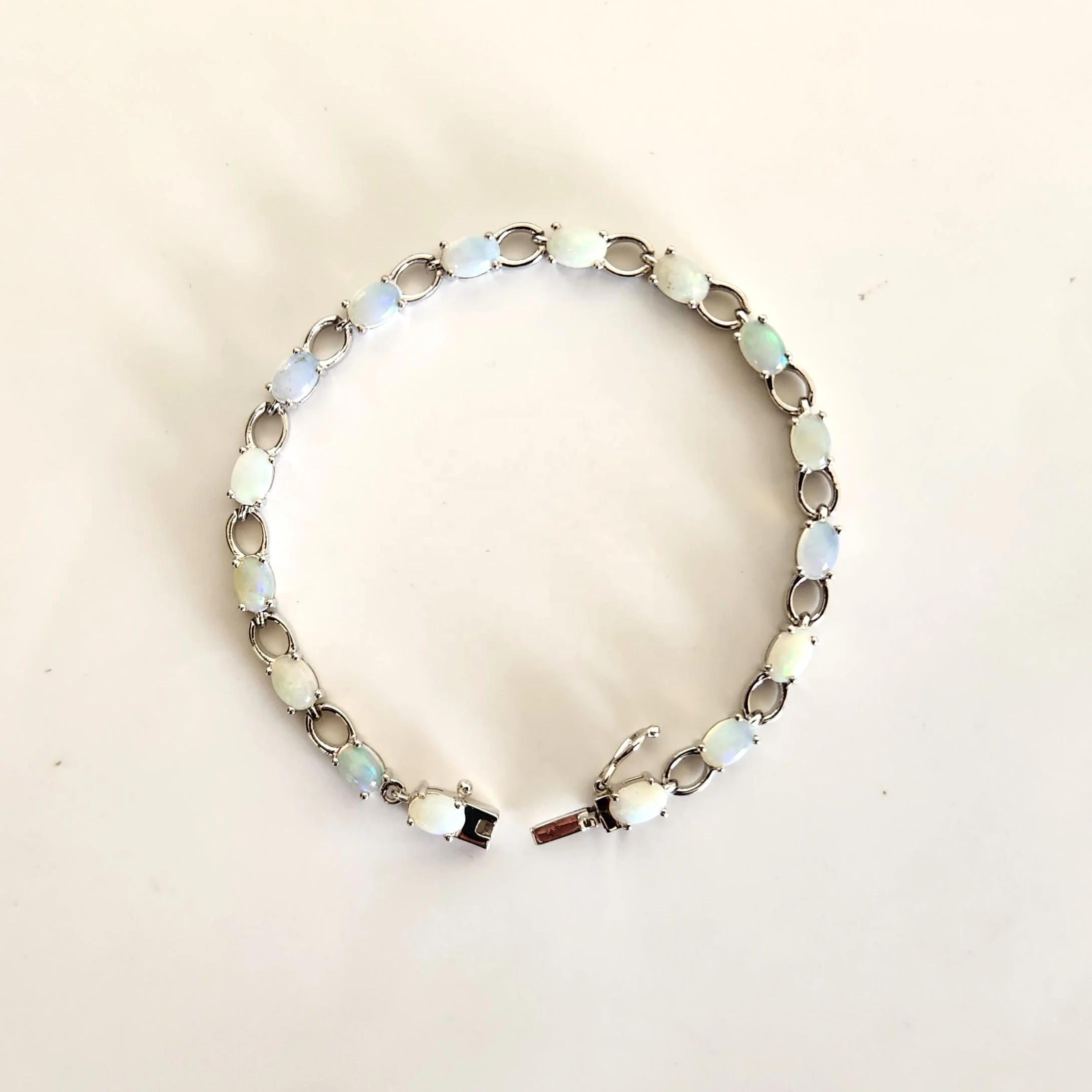 Genuine Opal Bracelets of White Natural Opal Gemstones 925 Silver Bracelets 925 Sterling Silver Female Jewelry