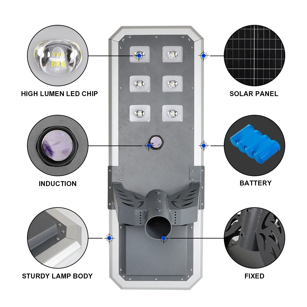 Наружный водонепроницаемый светодиодный уличный фонарь 80 Вт 160 Вт высокого качества на солнечной батарее с полюсом