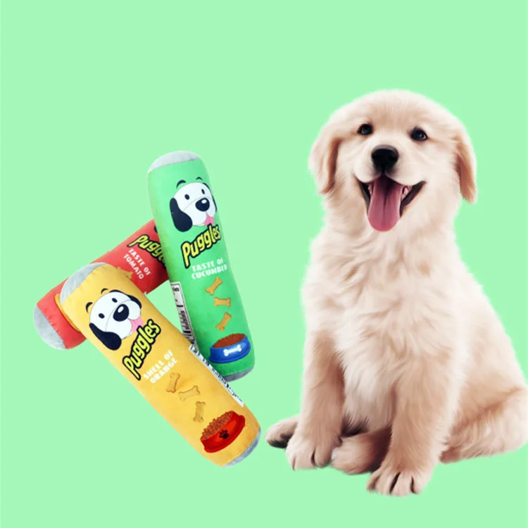 Wholesale Pet Products Cylindrical Resistant Soft Machine Washed Chew Plush Squeaky Dog Toy