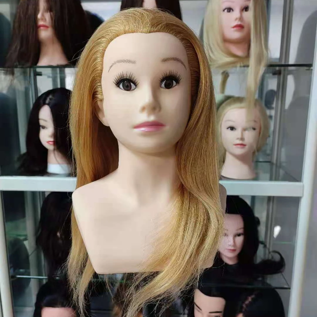 First Beauty  head training mannequin real hair training head with shoulders #27 human remy hair manikin head