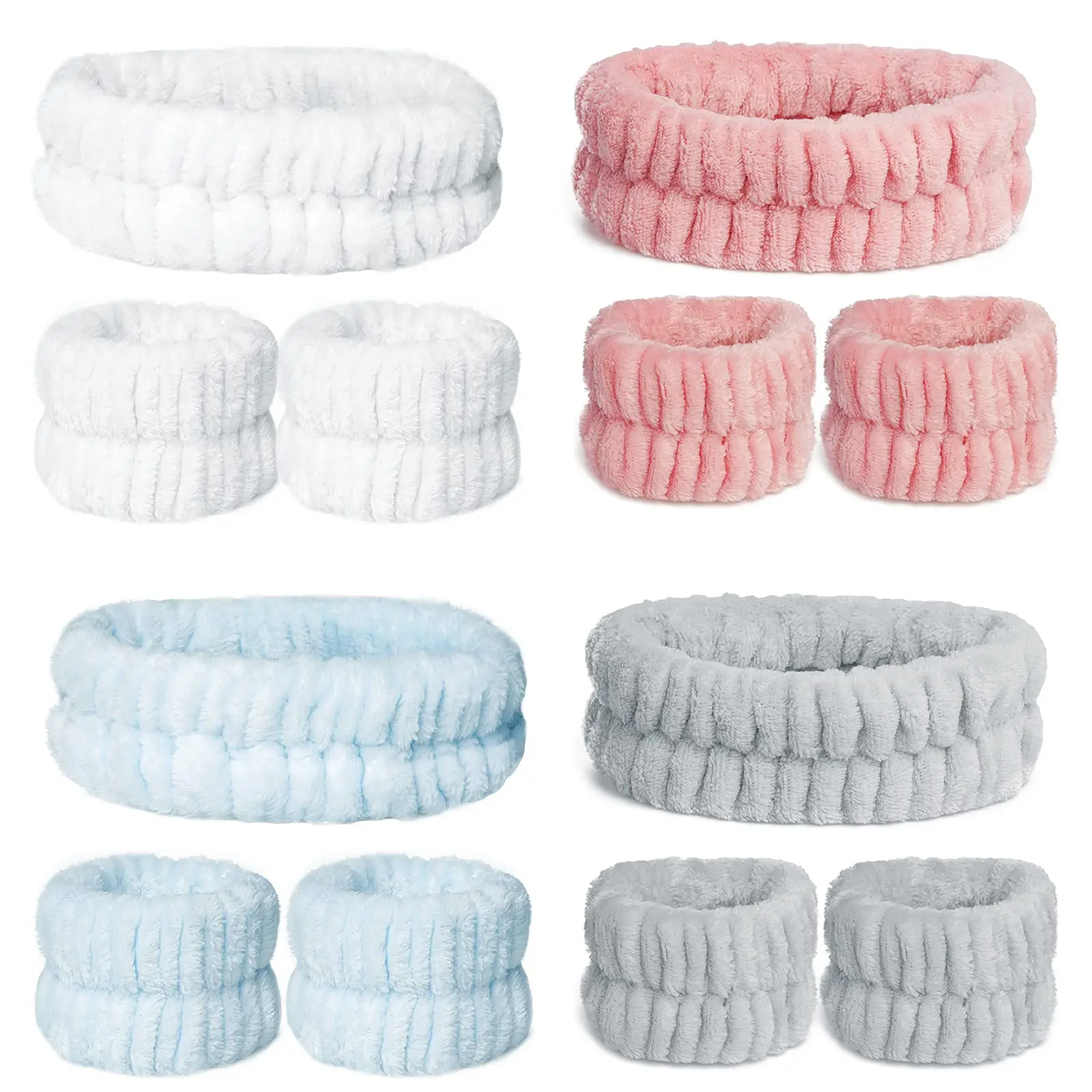 custom Women skincare Spa Facial Makeup Headband Soft Microfiber Wrist Washband Hair Wraps Headbands for Wash Face Shower Bath