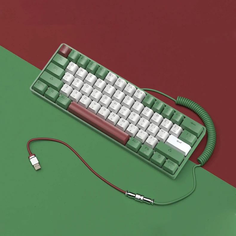 Metal Interface Aerial Plug USB Type-C Cable DIY Gaming Mechanical Keyboard Nylon Coiled Stretch Cable