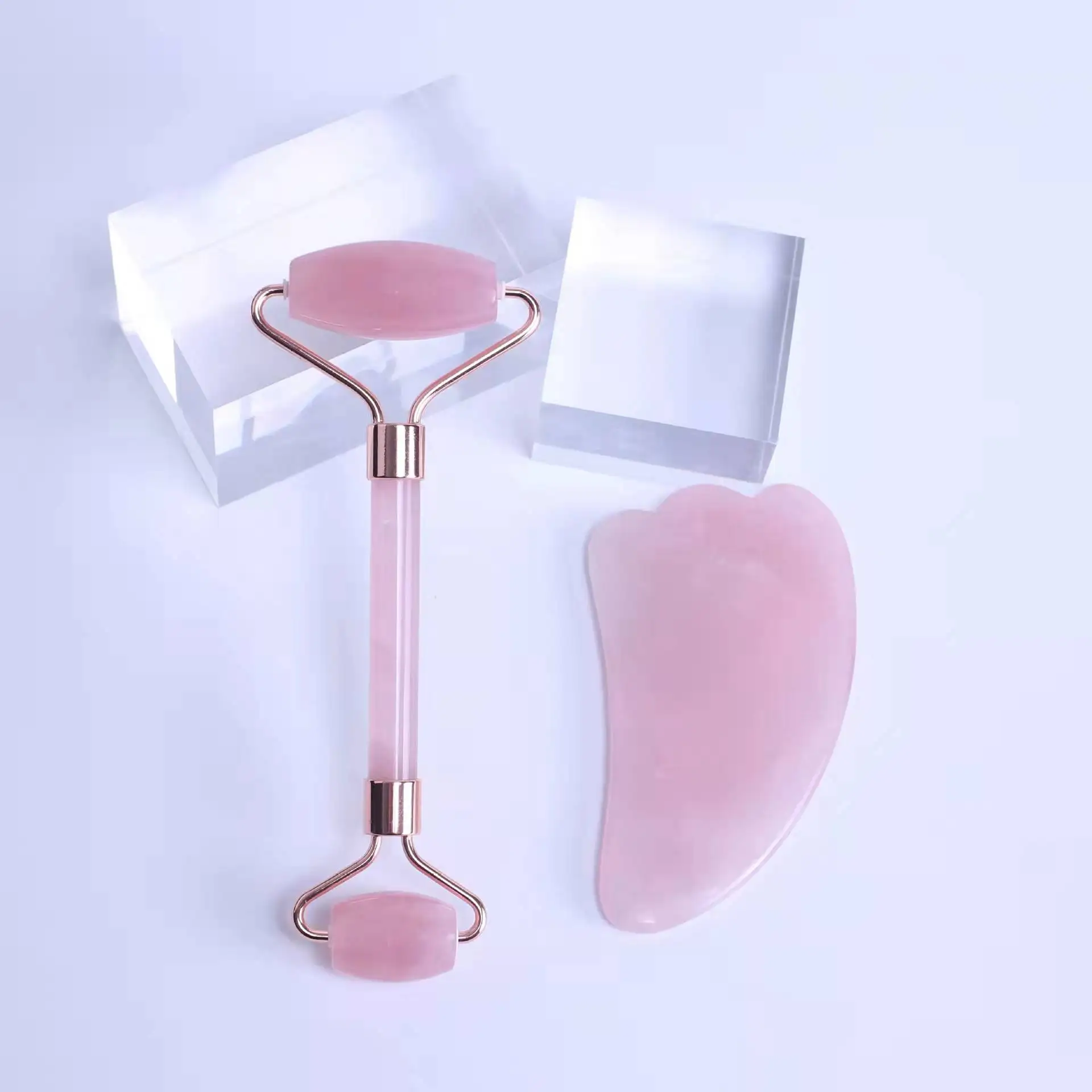 Wholesale natural polishing powder crystal massage stick handicraft massage instrument rose quartz scraping board