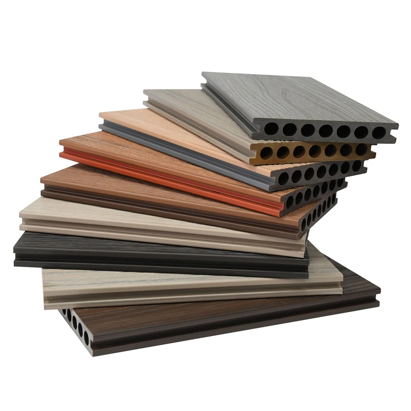 New Design garden park terrace co-extrusion synthetic hollow WPC decking floor