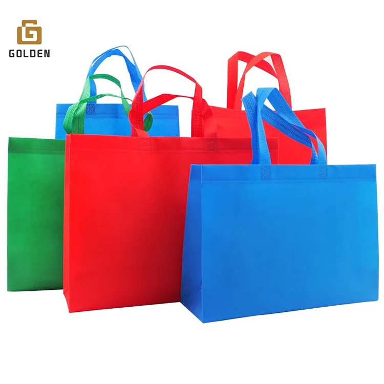 Golden Wholesale Promotional Cheap Ecological Custom New Design Logo Print Reusable Nonwoven Shopping Tote Bags