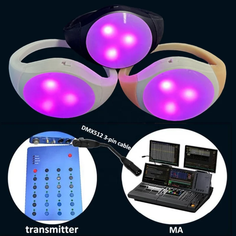 remote control led bracelets 800 meters long distance bracelets 40 zones re-write rgb bright led wristband dmx with controller