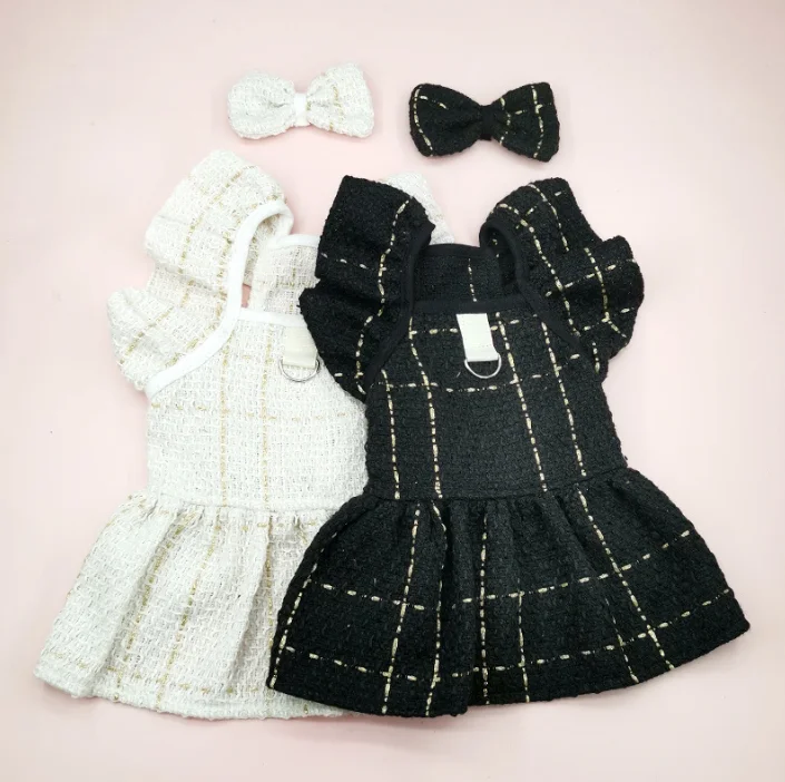 LM0041K New dog plaid dress Pet flower suspender skirt pet party princess dress formal pet clothes