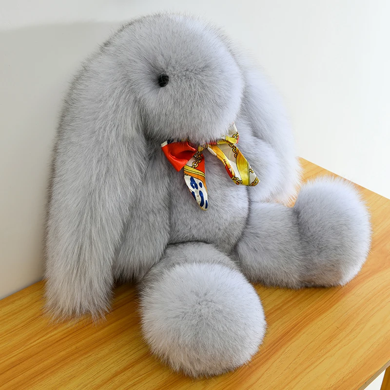 Oversized long ear plush rabbit doll cute doll real fox fur rabbit for children toy girl gifts