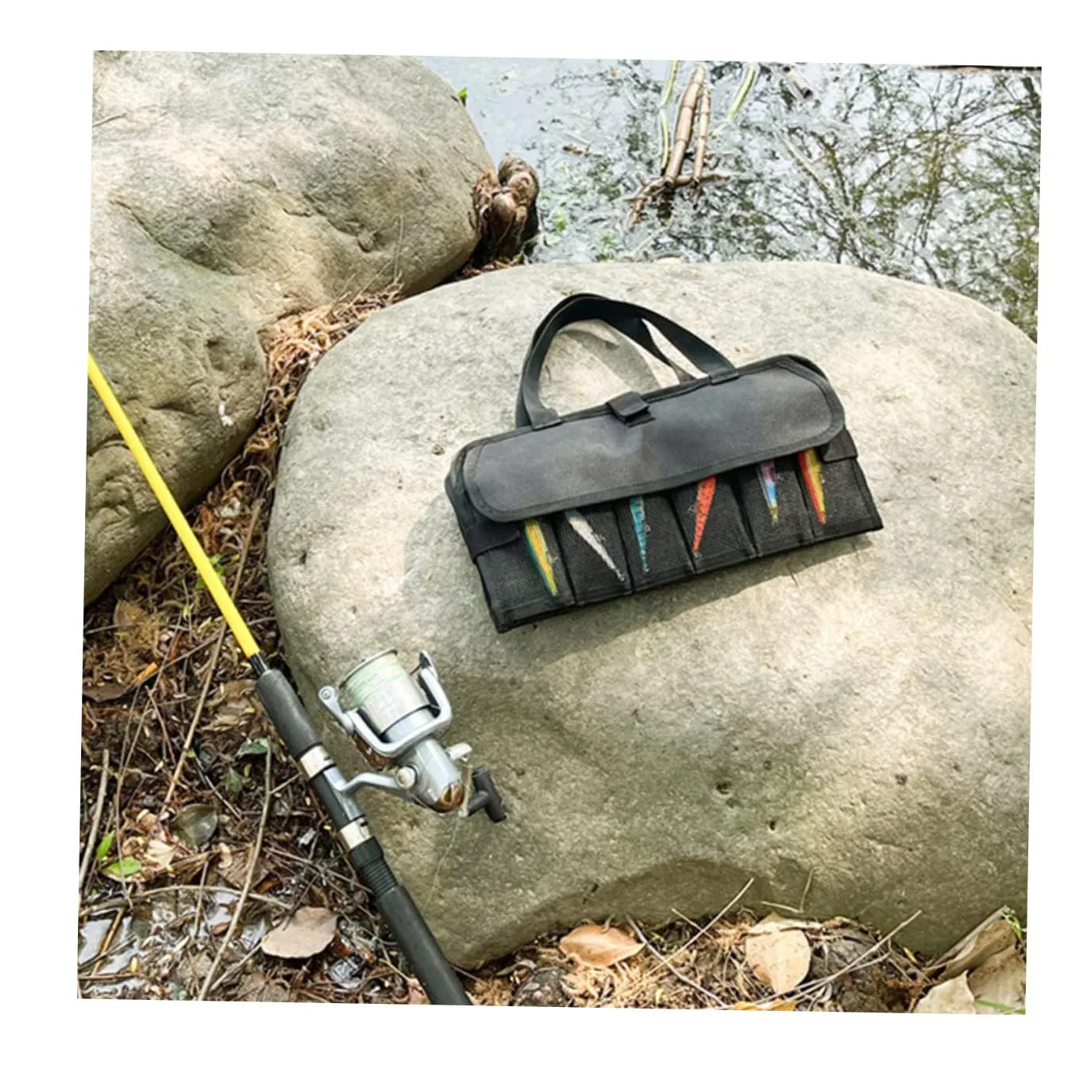 Waterproof Fishing Lure Roll Up Fishing Jig Pouch Foldable Bait Storage Tackle Pocket Bag Fishing Jig Bag