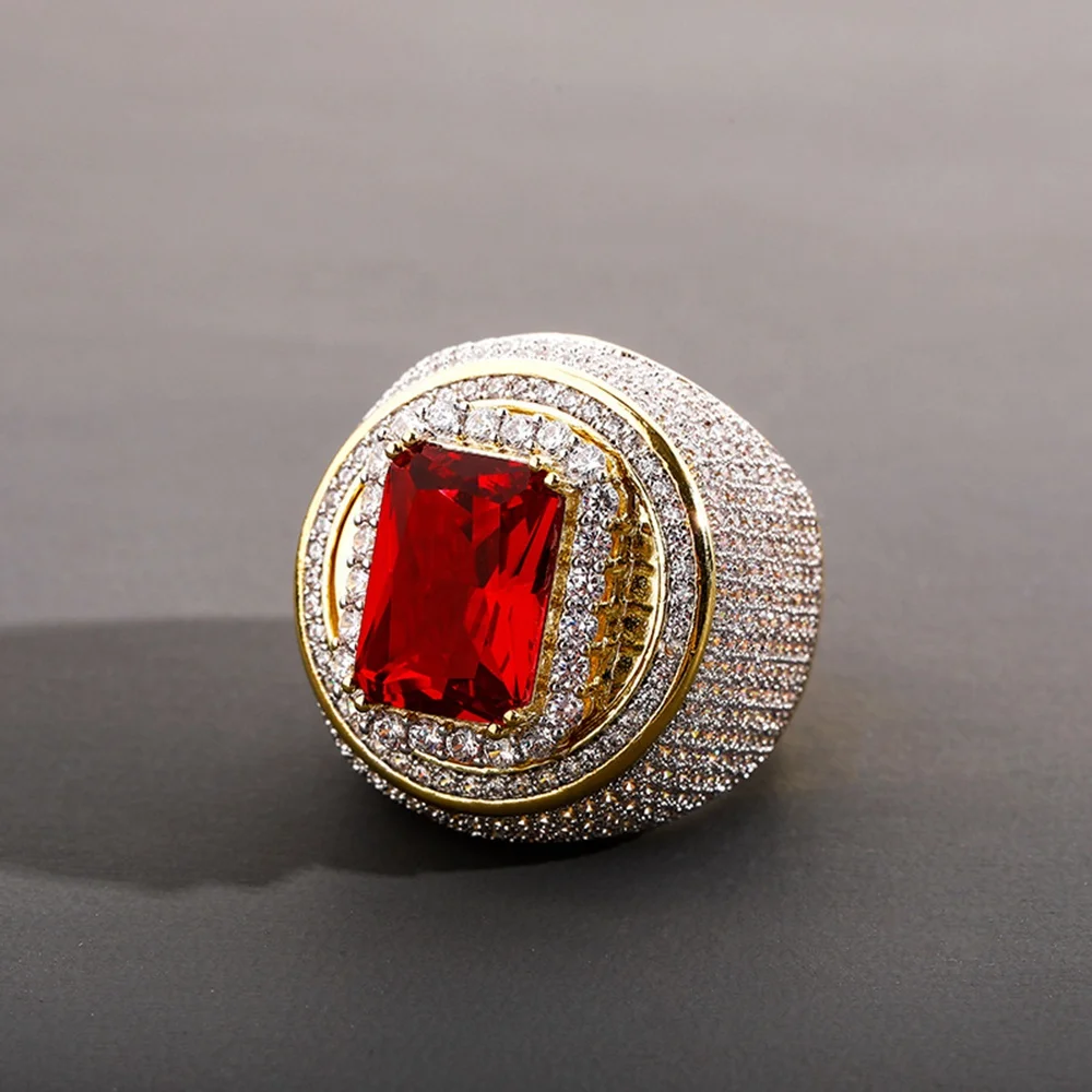 Mister Jewelry Hip Hop Big Ruby Diamond Jade Ring Wholesale Price