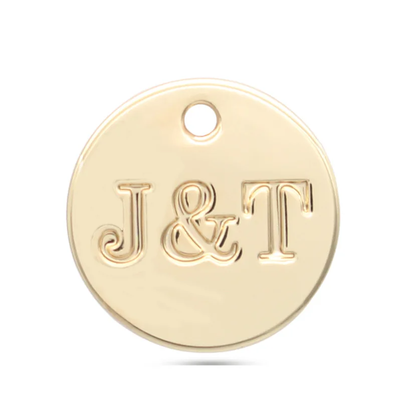 round shape engraved logo metal logo plates for handbags